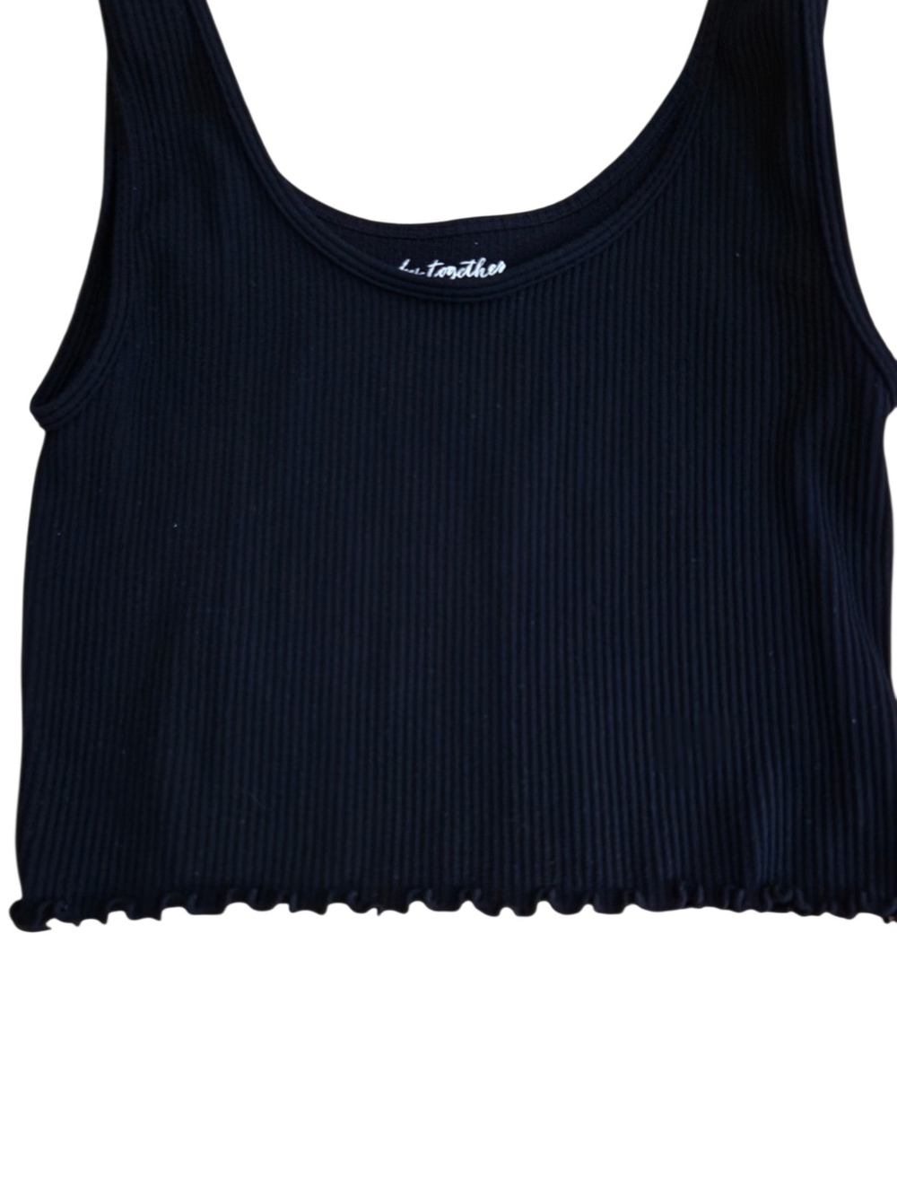Together Black Ribbed Crop Tank